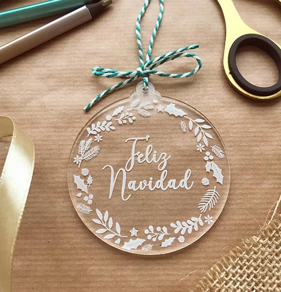 bola transparente grabado personalizado feliz navidad