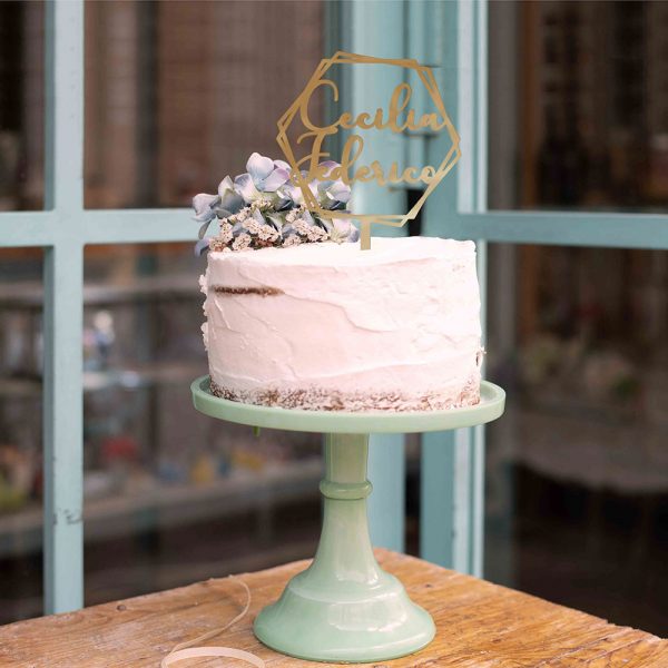 Cake Topper Bodas Hexagonal
