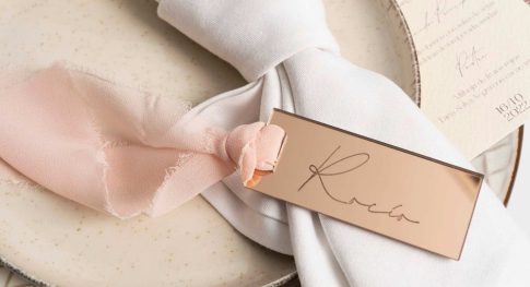 marcasitio personalizado metacrilato rosa dorado rose gold