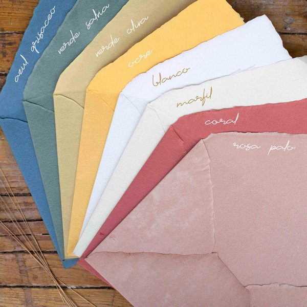 sobre artesanal papel de algodon