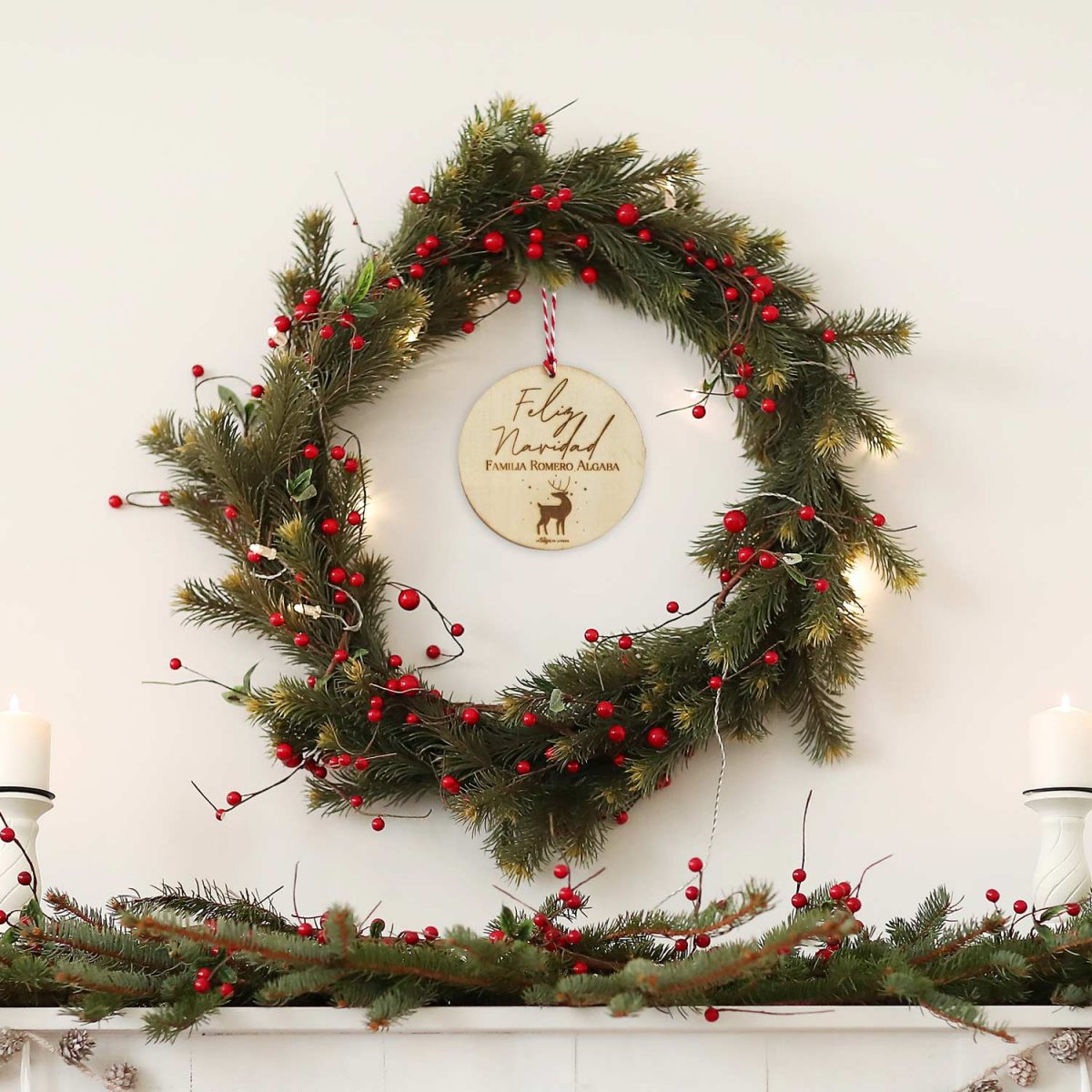 bola navidad corona personalizada familia apellidos