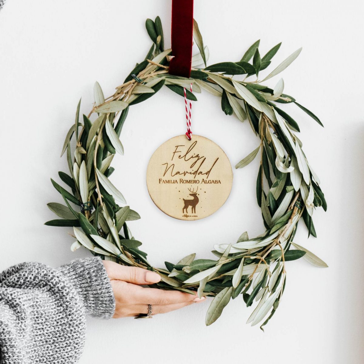 bola navidad corona personalizada familia apellidos
