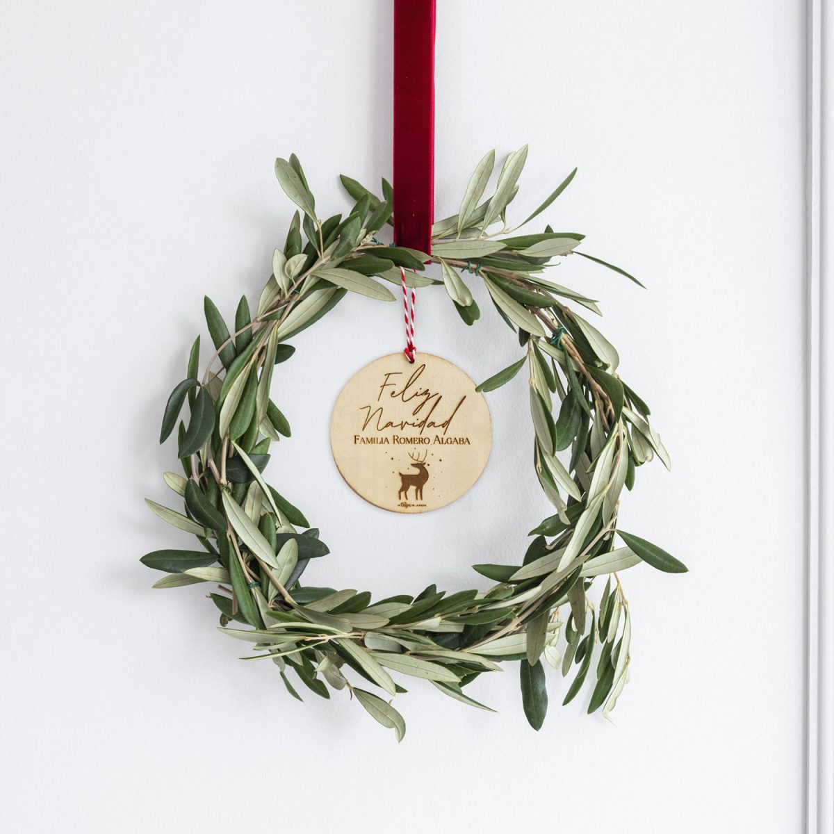 bola navidad corona personalizada familia apellidos