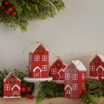 kit DIY calendario de adviento casitas rojas de papel