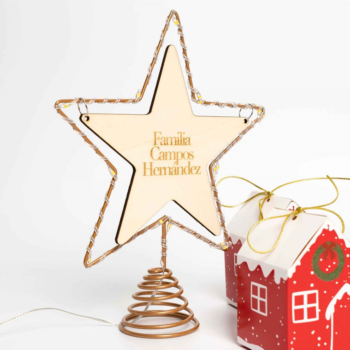 estrella personalizada arbol navidad madera luces led