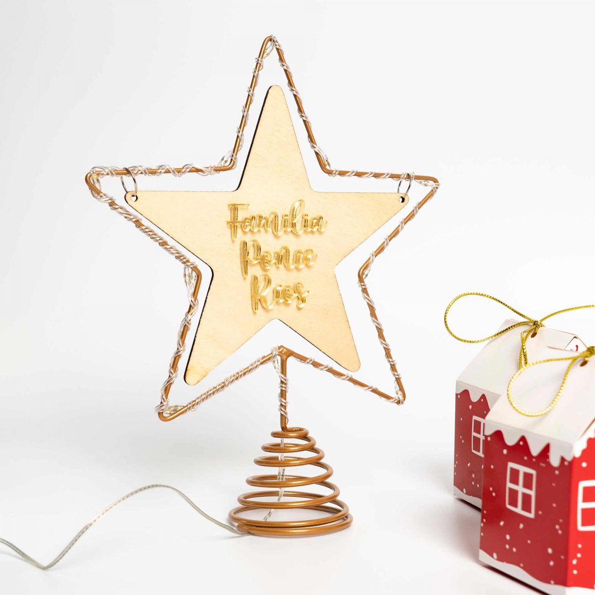 estrella personalizada arbol navidad madera y metacrilato luces led
