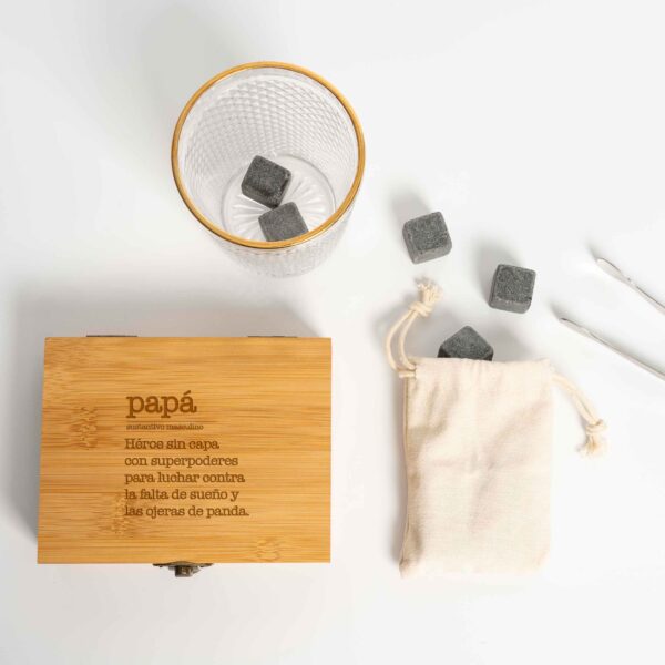 set cubitos reutilizables caja bambu personalizable dia del padre